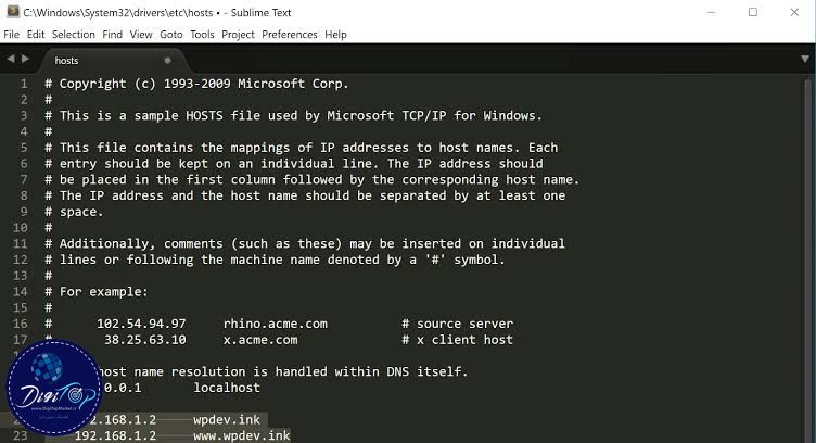 ویرایش فایل hosts